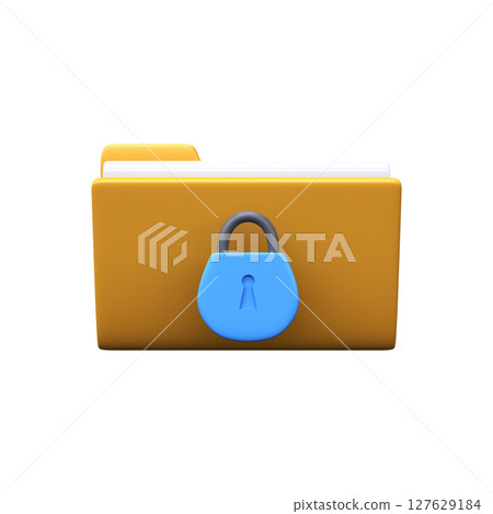 Data security and privacy concept. 3d folder icon with documents and lock 127629184