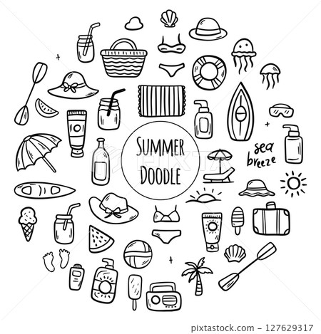 An Exciting and Vibrant Summer Fun Icons Collection for Your Creative Projects and Designs 127629317