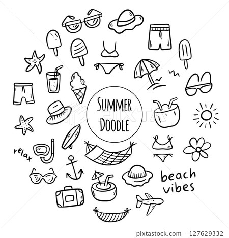 An Exciting and Vibrant Summer Fun Icons Collection for Your Creative Projects and Designs 127629332