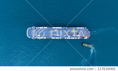 Aerial view RoRo Ship business logistic and transportation sea freight, Cargo and RoRo ship Roll On Roll Off ship at sea, Car carrier ship RO-RO Roll on Roll off. Aerial view RoRo Ship business logistic and transportation sea freight, Cargo and RoRo ship Roll On Roll Off ship at sea, Car carrier ship RO-RO Roll on Roll off. 127630060