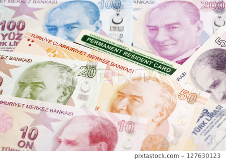 American permanent resident card on Turkish Lira 127630123