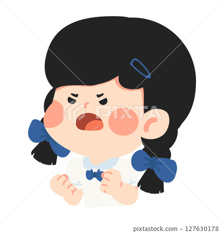 Cartoon of Angry Girl with Pigtails Cartoon of Angry Girl with Pigtails 127630178