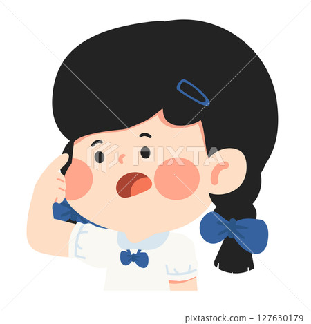 Student girl pointing at her head 127630179