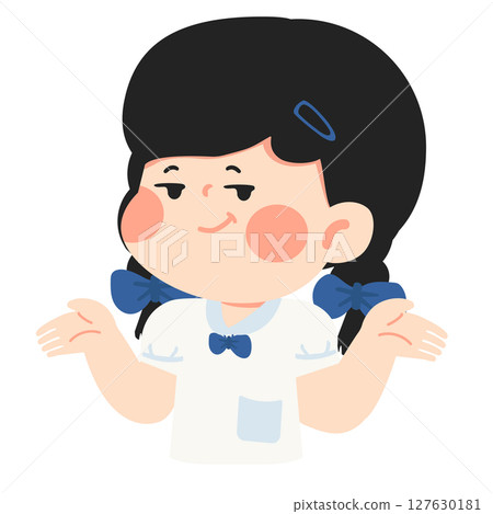 Kid Cartoon Girl Shrugging Illustration 127630181