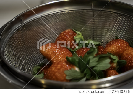 Washed strawberries Washed strawberries 127630236