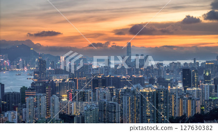 June 8 2025 Urban Skyline Illuminated During Twilight Featuring Skyscraper 127630382