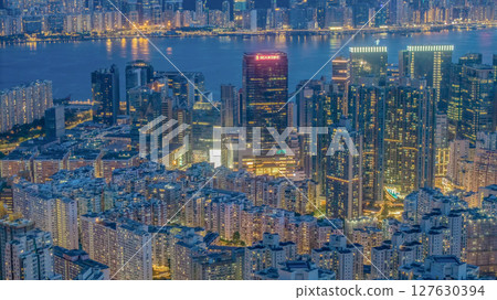 June 8 2025 View of Dense City Buildings Illuminated During Dusk 127630394