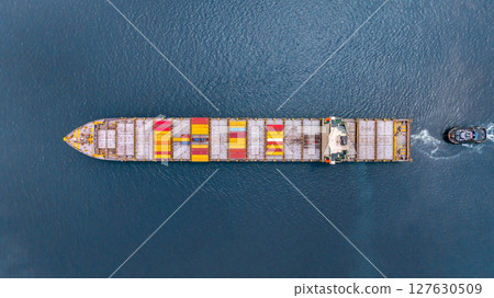 Aerial view container cargo ship freight shipping international, Global business freight shipping import export logistic transportation container ship, Container cargo ship sea freight container ship. Aerial view container cargo ship freight shipping international, Global business freight shipping import export logistic transportation container ship, Container cargo ship sea freight container ship. 127630509