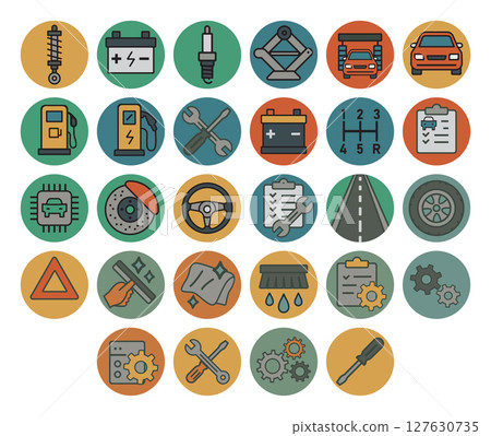 Essential Car Maintenance And Repair Vector Icons For Auto Garage And Mechanic Services Essential Car Maintenance And Repair Vector Icons For Auto Garage And Mechanic Services 127630735