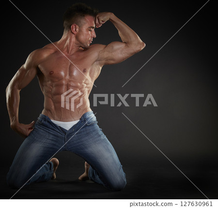male model - fitness addicted shot in studio background male model - fitness addicted shot in studio background 127630961