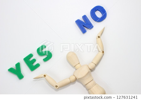 The drawing doll asks, "YES or NO" 127631241