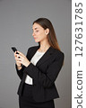 young female doctor in studio background 127631785