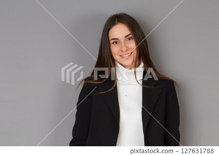 young female doctor in studio background 127631788