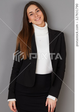 young female doctor in studio background 127631790