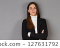 young female doctor in studio background 127631792
