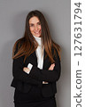 young female doctor in studio background 127631794