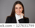 young female doctor in studio background 127631799