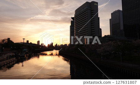 Sunset and building group 127631807