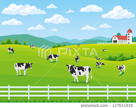 A landscape of a ranch 127631838