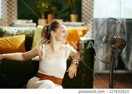 Peaceful Relief from Summer Heat with a Fan 127632023
