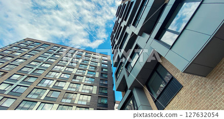 Architecture and real estate, modern residential apartment building with large panoramic windows 127632054