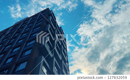 Architecture and real estate, modern residential apartment building with large panoramic windows Architecture and real estate, modern residential apartment building with large panoramic windows 127632059