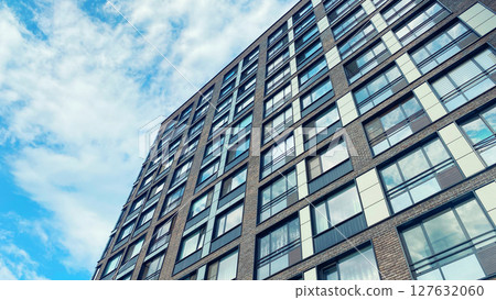 Architecture and real estate, modern residential apartment building with large panoramic windows 127632060