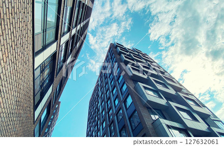Architecture and real estate, modern residential apartment building with large panoramic windows 127632061