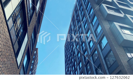 Architecture and real estate, modern residential apartment building with large panoramic windows 127632062