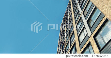 Architecture and real estate, modern residential apartment building with large panoramic windows 127632066