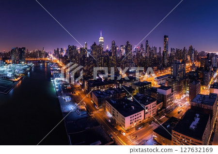 modern office building at night modern office building at night 127632169