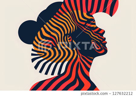 使用光學技巧的女性輪廓 127632212