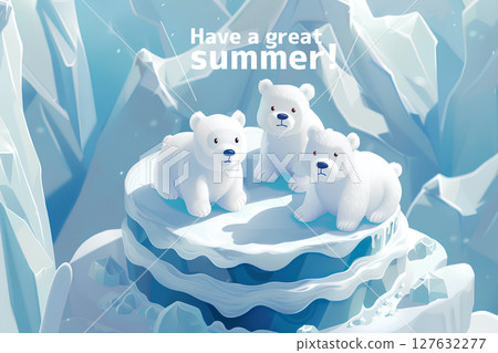 冰山蛋糕與北極熊-3（附文字）夏日問候 127632277