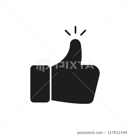 Thumbs Up Like Gesture Solid Icon. Approval, Agreement, And Positive Feedback Silhouette Symbol. Social Media Interaction. Isolated Vector Illustration 127632349