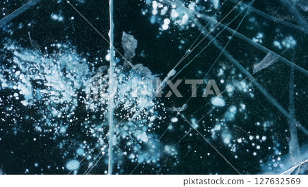 Aerial top view of frozen Lake Baikal Aerial top view of frozen Lake Baikal 127632569