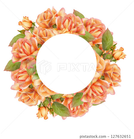 Rose flower wreath frame 127632651