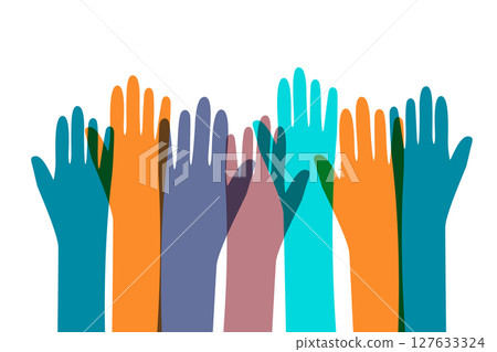 colorful hands silhouettes 127633324