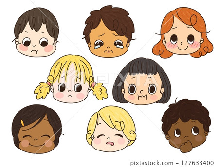 Children with various expressions: Modest facial expression set 2 revised 127633400
