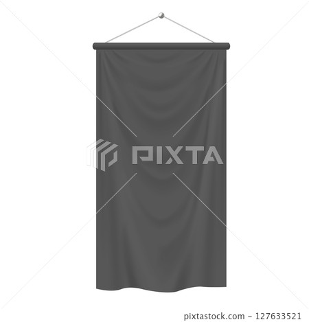 Blank of black long pennant flag banner, vector fabric canvas hanging on strings, realistic textile vertical banner Blank of black long pennant flag banner, vector fabric canvas hanging on strings, realistic textile vertical banner 127633521