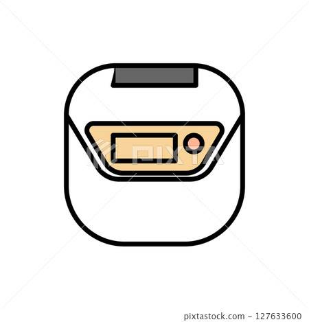 小巧而現代的電飯煲插圖 | 電飯煲，電水壺，微電腦電飯煲，廚房用具，白色背景 127633600