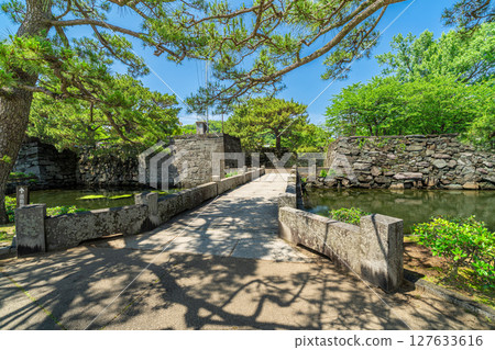 [Japan's 100 Famous Castles] Tokushima Castle: Gejobashi Bridge and Otemon Gate Ruins, Tokushima City, Tokushima Prefecture 127633616