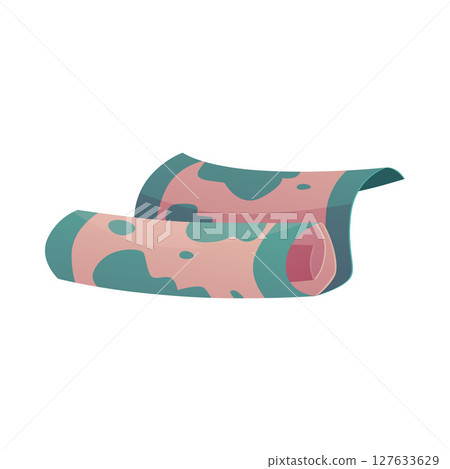 Vector illustration of rolled map with abstract green terrain marks. Vector illustration of rolled map with abstract green terrain marks. 127633629