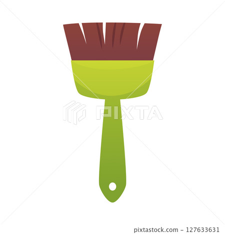 Vector illustration of paintbrush with green handle and brown bristles. Vector illustration of paintbrush with green handle and brown bristles. 127633631