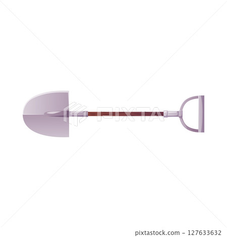 Metal shovel with wooden handle for excavation, vector illustration. Metal shovel with wooden handle for excavation, vector illustration. 127633632