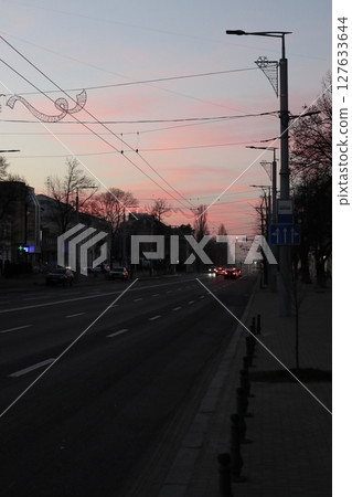 Stefan cel Mare Boulevard at sunset. Stefan cel Mare Boulevard at sunset. 127633644