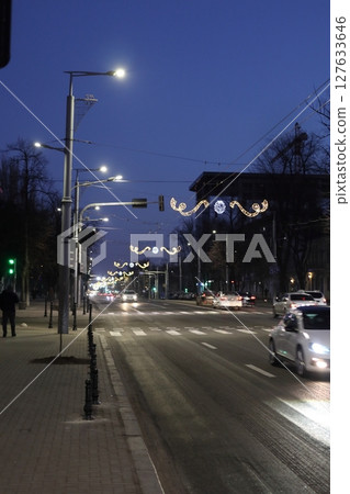 Stefan cel Mare Boulevard in the evening. Stefan cel Mare Boulevard in the evening. 127633646