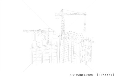 Building crane sketch Building crane sketch 127633741
