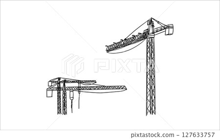 Building crane sketch Building crane sketch 127633757