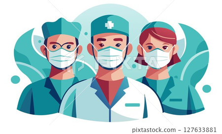 The surgeons' focused expressions and precise movements highlight their expertise and precision. 127633881