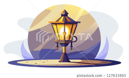 The warm glow of the lamplight casts subtle shadows, adding depth and visual interest. 127633893